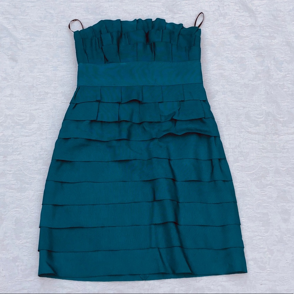 PHEOBE Couture*Teal Blue Strapless Dress US 2
